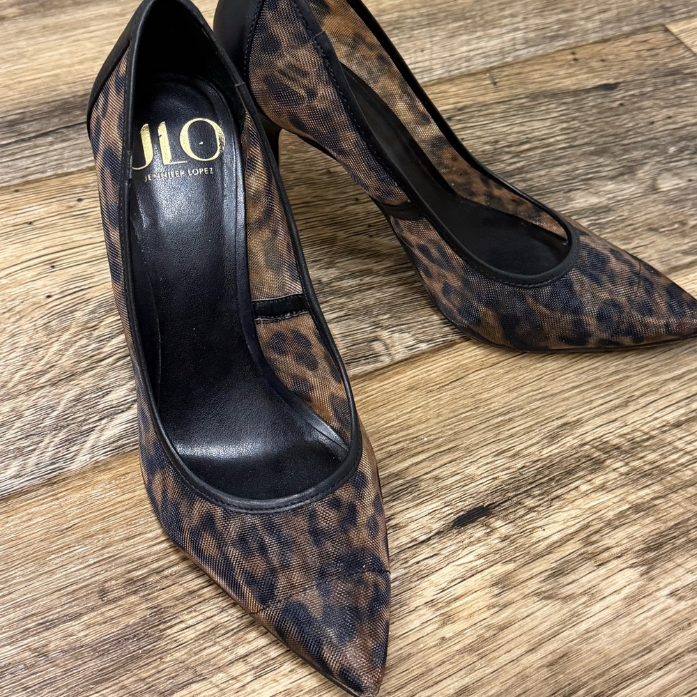 JLo Leopard Mesh Pointed Toe Pumps